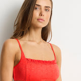 Celestia Frill Square Neck Bralette Bikini Top - Spice