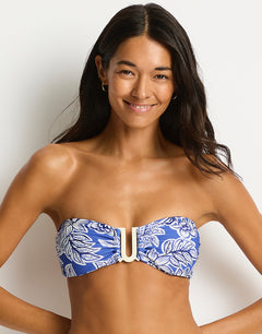 Palmera U Bar Bandeau Bikini Top - Blue - Simply Beach UK