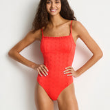Celestia Frill Square Neck Swimsuit - Spice