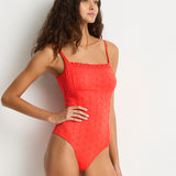 Celestia Frill Square Neck Swimsuit - Spice