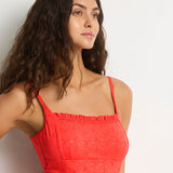 Celestia Frill Square Neck Swimsuit - Spice