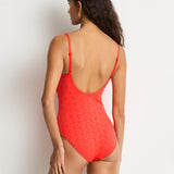 Celestia Frill Square Neck Swimsuit - Spice