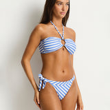 Amour O Ring Bandeau Bikini Top - Denim Blue