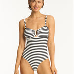 Amalfi U Bar Bandeau Swimsuit - White and Black - Simply Beach UK