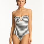 Amalfi U Bar Bandeau Swimsuit - White and Black - Simply Beach UK