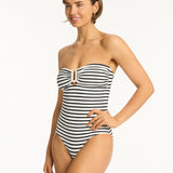 Amalfi U Bar Bandeau Swimsuit - White and Black - Simply Beach UK