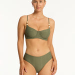 Caracus Mid Bikini Pant - Khaki - Simply Beach UK