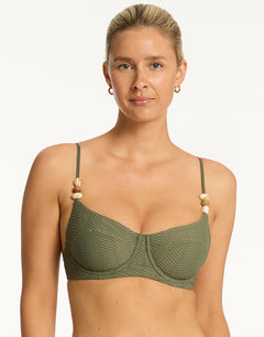 Caracus Balconette Bikini Top - Khaki - Simply Beach UK