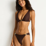 Luminara Chain Link Bikini Pant - Cocoa - Simply Beach UK