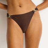 Luminara Chain Link Bikini Pant - Cocoa - Simply Beach UK