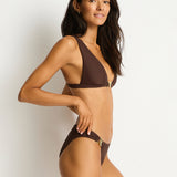 Luminara Chain Link Longline Tri Bikini Top - Cocoa - Simply Beach UK