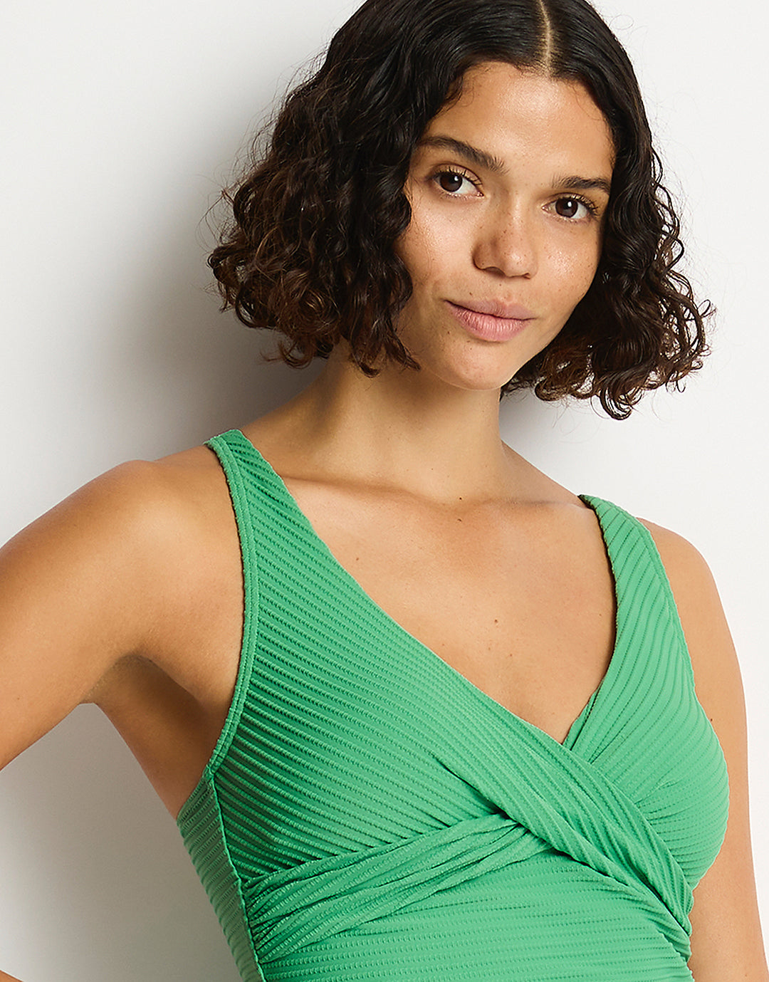Spinnaker Cross Front Multifit Tankini Top - Moss - Simply Beach UK