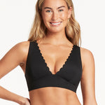 Scallop Longline Tri Bikini Top - Black - Simply Beach UK