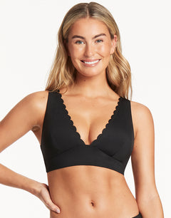 Scallop Longline Tri Bikini Top - Black - Simply Beach UK