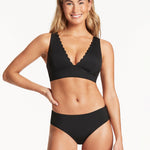 Scallop Longline Tri Bikini Top - Black - Simply Beach UK