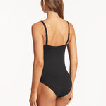 Scallop Square Neck Swimsuit - Black - Simply Beach UK