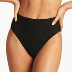 Honeycomb Retro High Waist Bikini Pant - Black - Simply Beach UK