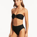 Honeycomb Retro High Waist Bikini Pant - Black - Simply Beach UK
