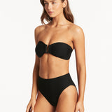 Honeycomb Retro High Waist Bikini Pant - Black - Simply Beach UK