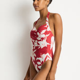 Veridian Twist Front Halter Multifit Swimsuit - Ruby - Simply Beach UK