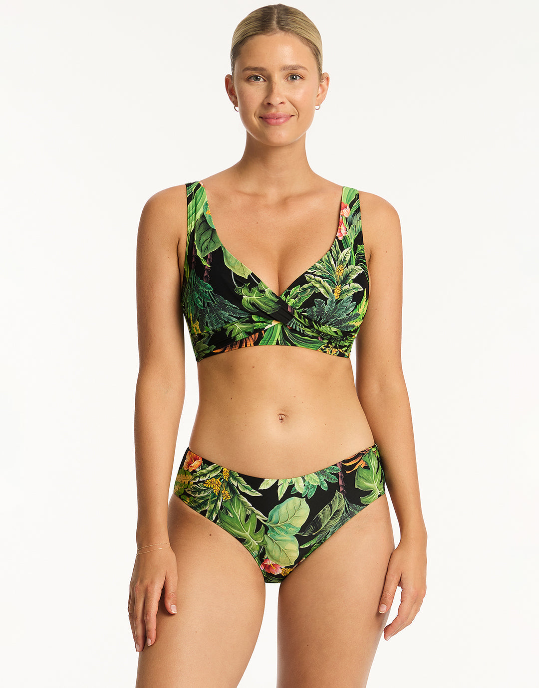 Lotus Cross Front Multi-fit Bikini Top - Black - Simply Beach UK