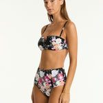 Belle Panelled High Waist Bikini Pant - Black - Simply Beach UK