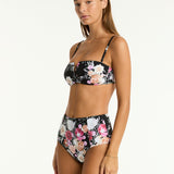 Belle Panelled High Waist Bikini Pant - Black - Simply Beach UK