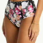 Belle Panelled High Waist Bikini Pant - Black - Simply Beach UK