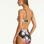 Belle Panelled High Waist Bikini Pant - Black - Simply Beach UK