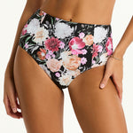 Belle Panelled High Waist Bikini Pant - Black - Simply Beach UK