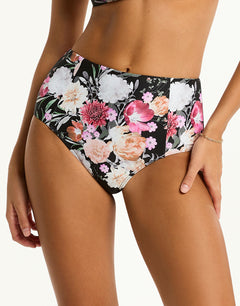 Belle Panelled High Waist Bikini Pant - Black - Simply Beach UK