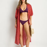 Vacay Boho Long Shirt Dress - Spice Red