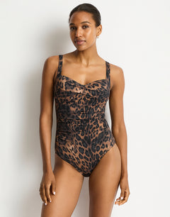 Sea Level Savanna Twist Front Multifit Swimsuit - Chocolate - Simply Beach UK
