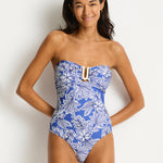 Palmera U Bar Bandeau Swimsuit - Blue - Simply Beach UK