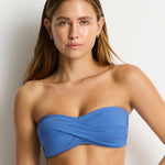 Essentials Edit Twist Bandeau Bikini Top - Denim Blue - Simply Beach UK