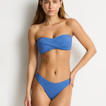 Essentials Edit Twist Bandeau Bikini Top - Denim Blue - Simply Beach UK