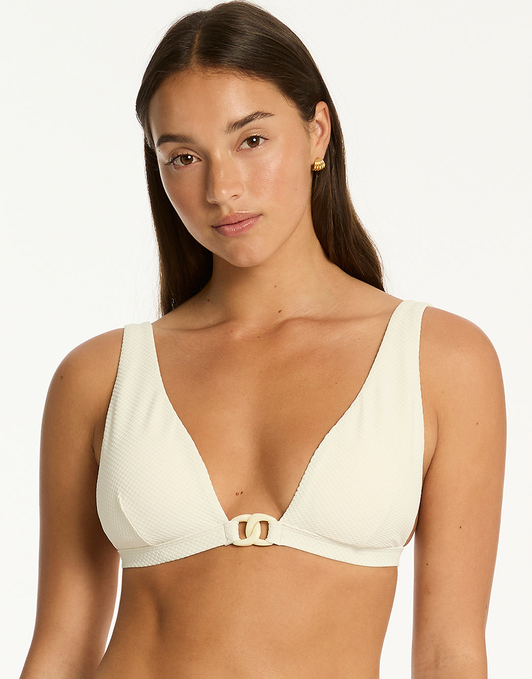 Nautique Chain Link Longline Tri Bikini Top - Coconut - Simply Beach UK