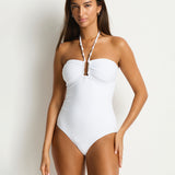 De Luxe U Bar Bandeau Swimsuit - White