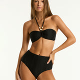 Caracus Panelled High Waist Bikini Pant - Black - Simply Beach UK