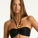 Caracus Ring Bandeau Bikini Top - Black - Simply Beach UK