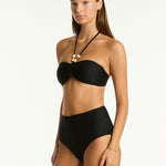 Caracus Panelled High Waist Bikini Pant - Black - Simply Beach UK