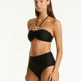 Caracus Panelled High Waist Bikini Pant - Black - Simply Beach UK