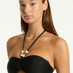 Caracus Ring Bandeau Bikini Top - Black - Simply Beach UK