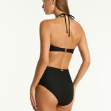 Caracus Panelled High Waist Bikini Pant - Black - Simply Beach UK