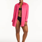 Resort Linen Beach Shirt - Hot Pink - Simply Beach UK