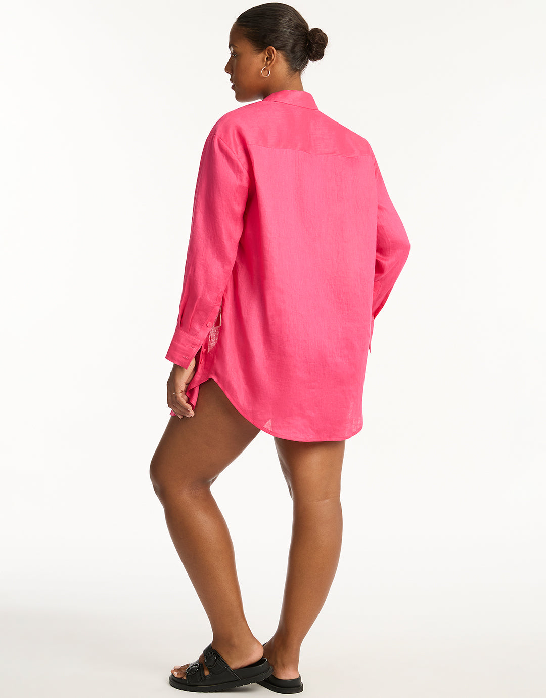 Resort Linen Beach Shirt - Hot Pink - Simply Beach UK
