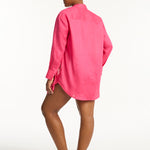 Resort Linen Beach Shirt - Hot Pink - Simply Beach UK
