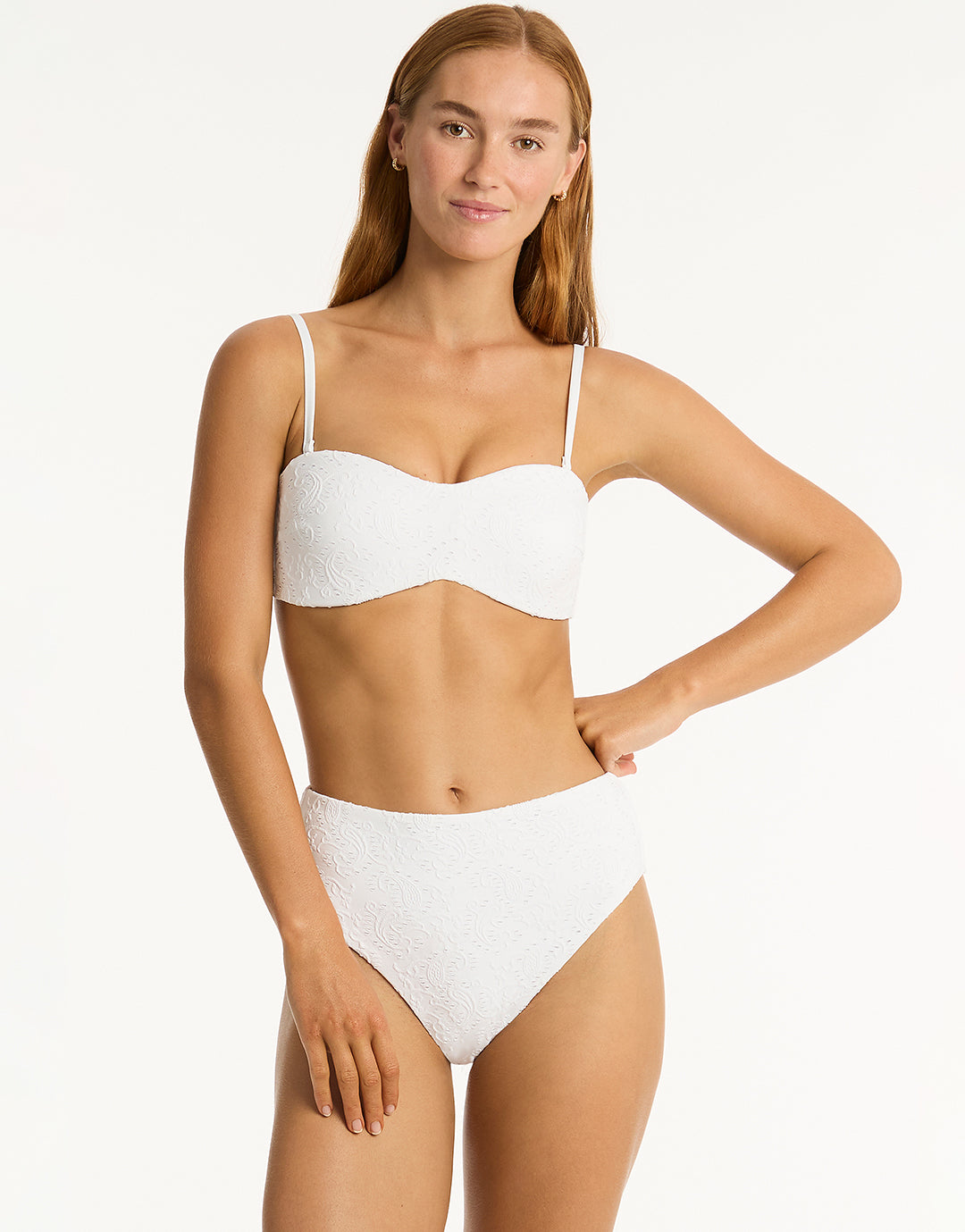 Interlace Bandeau Bikini Top - White - Simply Beach UK