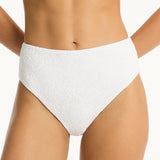 Interlace Retro High Waist Bikini Pant - White - Simply Beach UK