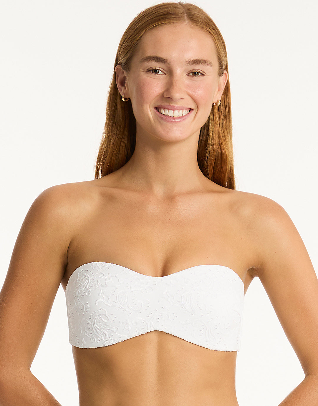 Interlace Bandeau Bikini Top - White - Simply Beach UK